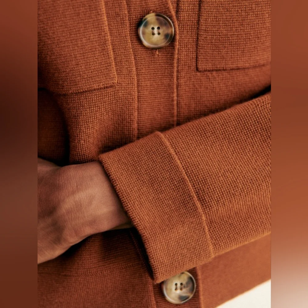Sezane Betty Cardigan In Hazelnut - Picture 3 of 6
